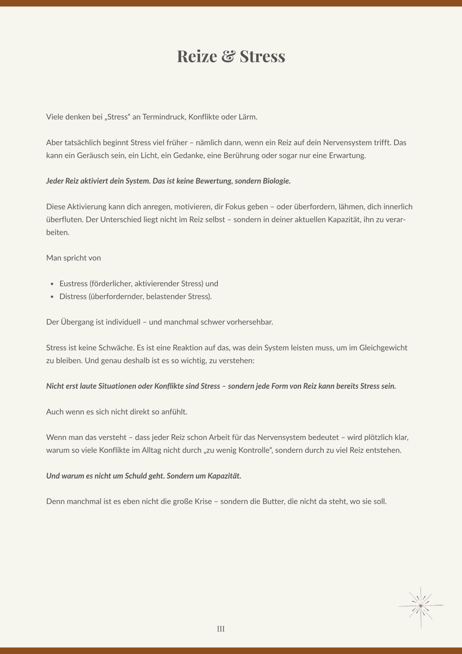 III Reize und Stress